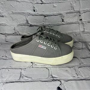 Superga 2790 Platform Mule Gray Sage Canvas Sneakers Size 7